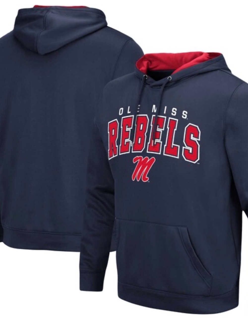 Colosseum Men’s NCAA Ole Miss Rebels Resistance Navy Hoodie with Red Lining